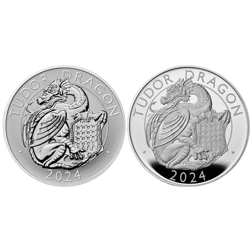Pre-Owned 2024 UK Tudor Beasts Tudor Dragon 1oz Proof Silver 2-Coin Set - VAT Free