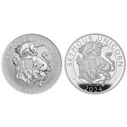 Pre-Owned 2024 UK Tudor Beasts The Seymour Unicorn 1oz Proof Silver 2-Coin Set - VAT Free