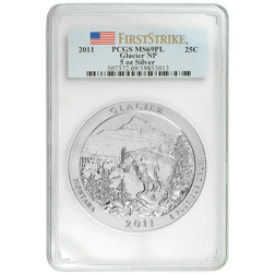 Pre-Owned 2011 ATB Glacier National Park 5oz Silver Coin - PCGS Graded MS69 - 507372.69/19853013 - VAT Free