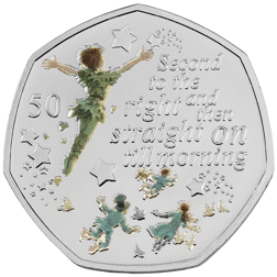 Pre-Owned 2019 Isle of Man Peter Pan 50p Proof Silver Coin - VAT Free