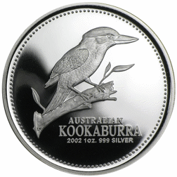 Pre-Owned 2002 Australian Kookaburra 1oz Proof Design Silver Coin - VAT Free