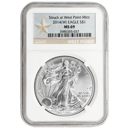 Pre-Owned 2014 USA Eagle 1oz Silver Coin - NGC Graded MS69 - 3985355-037 - VAT Free