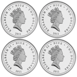 Pre-Owned 2011 Niue Legends of the Air 1oz Proof Silver 4-Coin Collection - VAT Free
