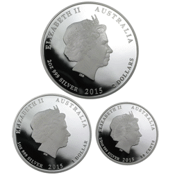 Pre-Owned 2015 Australian Lunar Goat Proof Silver 3-Coin Set - VAT Free