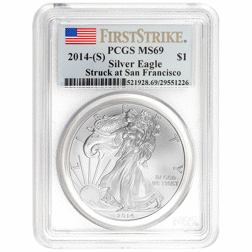 Pre-Owned 2014 USA Eagle 1oz Silver Coin - PCGS Graded MS69 - 521928.69/29551226 - VAT Free