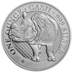 Pre-Owned 2022 St. Helena Cash Series Rhino 1oz Silver Coin - VAT Free