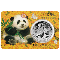 Pre-Owned 2025 Chinese Panda 30g Silver Coin - Carded - VAT Free