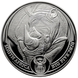Pre-Owned 2020 South African 'Big Five' Rhino 1oz Silver Coin - VAT Free