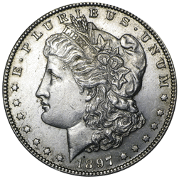 Pre-Owned USA 1897 Morgan Dollar San Francisco Silver Coin - VAT Free