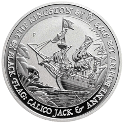 Pre-Owned 2024 Tuvalu Black Flag: Calico Jack and Anne Bonny 'The Kingston' 1oz Silver Coin - VAT Fr