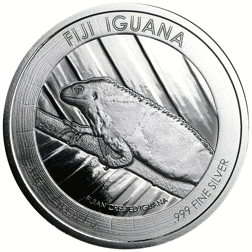 Pre-Owned 2016 Fiji Crested Iguana 1oz Silver Coin - VAT Free