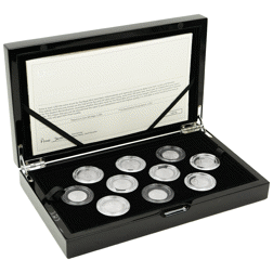 Pre-Owned 2021 UK Queen's Beasts 1/4oz Reverse Frosted Proof Silver 10-Coin Set - VAT Free