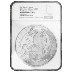 Pre-Owned 2018 UK Queen's Beasts Red Dragon of Wales 1kg Proof Silver Coin - NGC Graded PF69 - 6322004-002