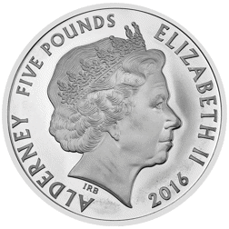 Pre-Owned 2016 Alderney Remembrance Day £5 Piedfort Proof Silver Coin - VAT Free