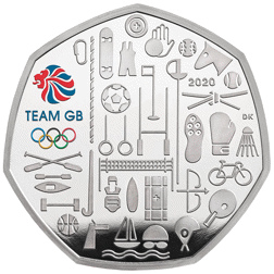 Pre-Owned 2021 Team GB Tokyo Olympics 50p Piedfort Proof Silver Coin - VAT Free