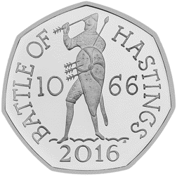 Pre-Owned 2016 Battle of Hastings 50p Piedfort Proof Silver Coin - VAT Free