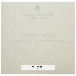 Pre-Owned 2025 UK George Orwell £2 Proof Silver Coin - VAT Free