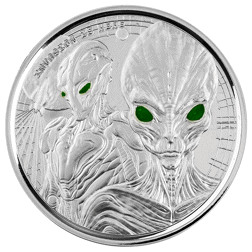 Pre-Owned 2023 Republic of Ghana Alien 1oz Colourised Proof Silver Coin - VAT Free