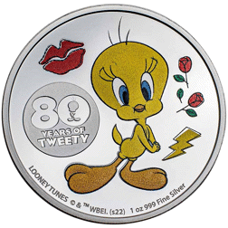 Pre-Owned 2022 Niue Looney Tunes: Tweety Colourised 1oz Proof Silver Coin - VAT Free