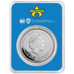Pre-Owned 2023 Samoa Aquaman Colourised 1oz Silver Coin - VAT Free