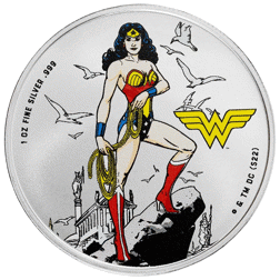 Pre-Owned 2024 Samoa Wonder Woman Colourised 1oz Silver Coin - VAT Free
