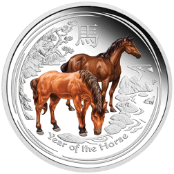 Pre-Owned 2014 Australian Lunar Horse Colourised 1/2oz Silver Coin - VAT Free