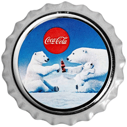 Pre-Owned 2023 Niue Coca-Cola Polar Bear Bottle Cap Colourised 6g Proof Silver Coin - VAT Free
