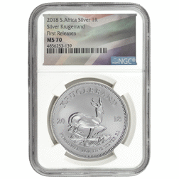 Pre-Owned 2018 South Africa Krugerrand 1oz Silver Coin - NGC Graded MS70 - 4856253-139 - VAT Free