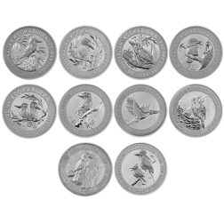 Pre-Owned 2009 Australian 20th Anniversary Kookaburra 1oz Silver 20-Coin Collection - Not Boxed - VA