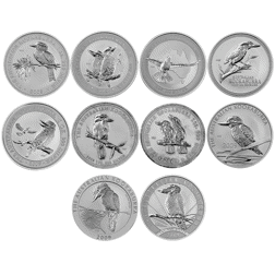 Pre-Owned 2009 Australian 20th Anniversary Kookaburra 1oz Silver 20-Coin Collection - Not Boxed - VA