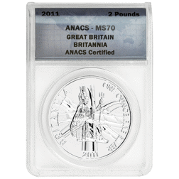 Pre-Owned 2011 UK Britannia 1oz Silver Coin - ANACS Graded MS70 - 2003293454 - VAT Free