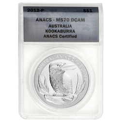 Pre-Owned 2012 Australian Kookaburra 1oz Silver Coin - ANACS Graded MS70 - 2004303483 - VAT Free