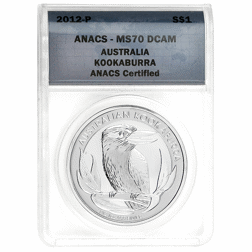 Pre-Owned 2012 Australian Kookaburra 1oz Silver Coin - ANACS Graded MS70 - 2004303216 - VAT Free
