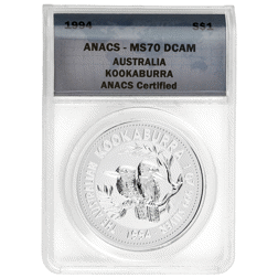 Pre-Owned 1994 Australian Kookaburra 1oz Silver Coin - ANACS Graded MS70 - 2003503438 - VAT Free