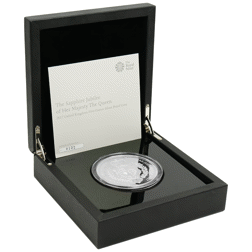Pre-Owned 2017 UK Sapphire Jubilee of Queen Elizabeth II 5oz Proof Silver Coin - VAT Free