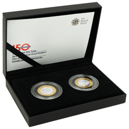 Pre-Owned 2013 UK 150th Anniversary of the London Underground £2 Piedfort Proof Silver 2-Coin Set - 
