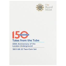 Pre-Owned 2013 UK 150th Anniversary of the London Underground £2 Piedfort Proof Silver 2-Coin Set - 