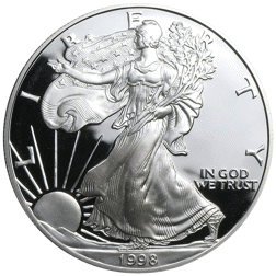 Pre-Owned 1998 USA Eagle 1oz Proof Silver Coin - VAT Free