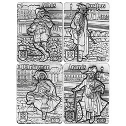 Pre-Owned 2018 Djibouti 'The Three Musketeers' Antique Finish 4-Coin Silver Set - VAT Free