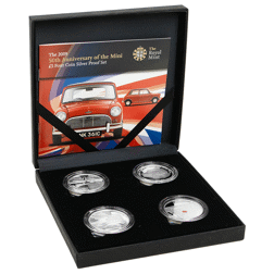Pre-Owned 2009 Alderney 50th Anniversary of the Mini £5 Proof Silver 4-Coin Set - VAT Free