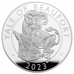 Pre-Owned 2023 UK Tudor Beasts Yale of Beaufort 5oz Proof Silver Coin - Missing Outer Box - VAT Free