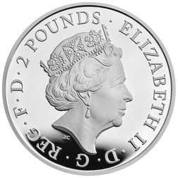 Pre-Owned 2023 UK Tudor Beasts Yale of Beaufort 1oz Proof Silver Coin - Missing Outer Box - VAT Free