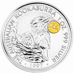 Pre-Owned 1997 Australia Kookaburra Phoenix Gold Privy Mark 1oz Silver Coin  - VAT Free
