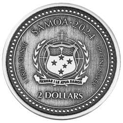 Pre-Owned 2024 Samoa Seahorse Antique Finish 1oz Silver Coin - VAT Free