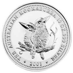 Pre-Owned 2001 Australian Kookaburra 10oz Silver Coin - VAT Free