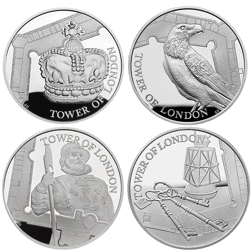 Pre-Owned 2019 UK Tower Of London £5 Proof Silver 4-Coin Collection - VAT Free