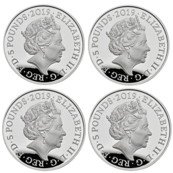 Pre-Owned 2019 UK Tower Of London £5 Proof Silver 4-Coin Collection - VAT Free