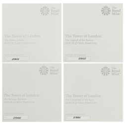 Pre-Owned 2019 UK Tower Of London £5 Proof Silver 4-Coin Collection - VAT Free