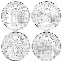 Pre-Owned 2020 UK Tower Of London £5 Proof Silver 4-Coin Collection - Damaged Box - VAT Free