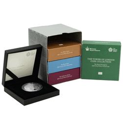 Pre-Owned 2020 UK Tower Of London £5 Proof Silver 4-Coin Collection - Damaged Box - VAT Free